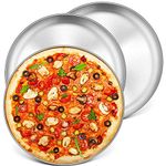 P&P CHEF Pizza Pans, 13½ Inch Stainless Steel Pizza Tray, Round Pizza Dish Plate For Oven Baking, Healthy & Heavy Duty, Rust Free & Dishwasher Safe - 3 Pcs