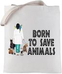 LEVLO Veterinarian Cosmetic Make Up Bag Veterinary Technician Gift Born To Save Animals Makeup Zipper Pouch Bag For Veterinarian Assistant Student, Save Animals Tote, L, Cosmetic Bag