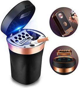 SOLARXIA Car Ashtray, Auto Ashtray Cigar Electronic Cigarette Lighter Detachable Solar Powered/USB Rechargeable with Lid Blue LED Light for Most Car Cup Holder Home Office (Black)