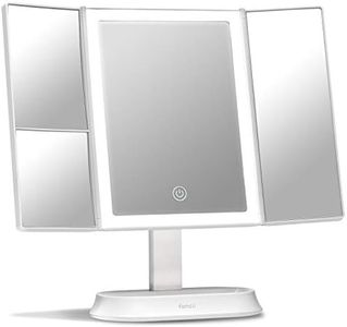 Fancii Large Makeup Mirror with Natural LED Lights, Lighted Trifold Vanity Mirror with 5x & 7x Magnifications - Dimmable Lights, Touch Screen, Cosmetic Stand - Sora (White)