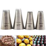 Large Cake Decorating Piping Tips, 4 Pack Stainless Steel Piping Nozzle Cake Decorating Pastry Tips Tool