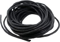 Black Waxed Cord Cotton - Bracelets, Necklaces, Jewellery Thread, Shamballa Macrame (Black, 1.5mm - 10 metres)