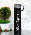 HNA GIFTING Water Bottle with Name Vacuum Insulated Hot & Cold Thermosteel Bottle, Stainless Steel Reusable Flask, Double-Wall Thermos Water Bottles, Bliss Black 500ml(Pack of 1)