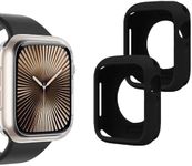 U191U 2 Pack Bumper Case for Apple Watch, Ultra Thin Soft TPU Shockproof Case Cover Bumper Protector for iWatch Accessories (No Screen Protector) (Black+Black, 42mm Series 10(2024))