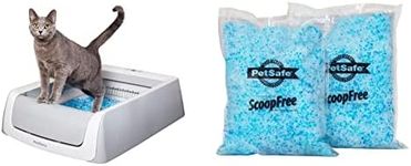 PetSafe ScoopFree Automatic Self Cleaning Cat Litter Box + ScoopFree Premium Blue Non Clumping Crystal Cat Litter (2-Pack)