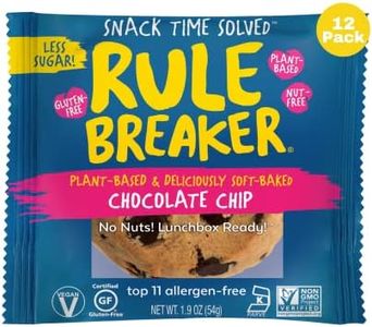 Rule Breaker Vegan & Gluten Free Cookies | Chocolate Chip | Plant-Based, Dairy, Nut, Soy, Allergen Free | Soft-Baked, Great School Snacks for Kids & Adults, Individually Wrapped (Pack of 12)