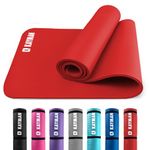 KAYMAN Exercise Yoga Mat Non Slip - Red, 183 x 60 cm | Best Training & Workout Mat for Yoga, Pilates, Gymnastics, Stretching & Meditation | Eco Friendly Exercise Mat for Home with Carrying Straps