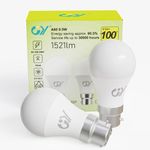 GY Bayonet Light Bulbs,B22 LED Bulbs Warm White 3000K 100W Equivalent,9.5W 1521 Lumen Ultra Energy Saving Light Bulbs,Non-dimmable,2-Pack