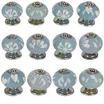 G Decor Grey Fusion Handmade Assorted Designs Ceramic Door Knobs, Vintage, Shabby Chic, Interior Furniture, Cabinet Cupboard Wardrobe Drawers Pulls Handles (12-Pack)