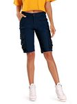Aeslech Women's Cargo Shorts with Pockets Casual Bermuda Twill Combat Work Shorts Navy US 10 - UK 12