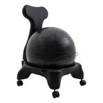 Champion Sports Exercise Ball Chair: FitPro Balance Ball Chair with Wheels and Back Support for Home or Office Use - Includes Hand Pump - Black