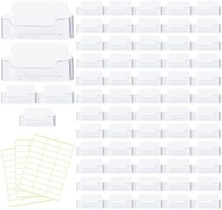 UCEHIPAW 65 Pcs Business Card Holder Transparent Acrylic Postcard Display Holder Desktop Style Card Stand for Home Office Desk Table