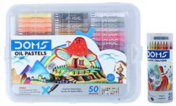 Doms Oil Pastel 50 Shades Plastic Pack Plastic Crayon 28 Shades Round Tin