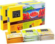 Hawaiian Natural Organic Tropical Fruit Tea Sampler - Green, Black, White Tropical Fruit Tea Blends, Gift Box Set For Special Occasions - 48 Bags