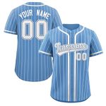 Custom Pinstripe Baseball Jersey Hipster Hip Hop Sports Shirts Personalized Team Name Number for Men Women Youth, Light Blue&white-16, One Size