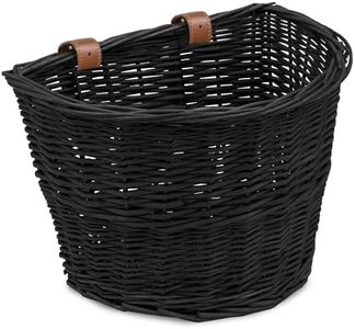 ProSource Wicker Bike Basket Front Cargo for Women and Men, Fits Most Bicycles, Beach Cruisers, Stationary Equipment, and Ebikes, Black