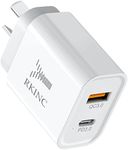 RKINC 20W USB C Fast Charger, 2-Port PD Wall Charger 20W Power Delivery USB-C Power Adapter Port & 18W QC 3.0 USB-A Fast Charging Port Compatible with iPhone 15 14 13 12 Pro Max Mini iPad, Samsung