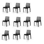 PP FURNITURE Web Plastic Chair Ventilated Chair, Pack of 10 (Black)