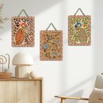 Artvibes Kalamkari Art Wooden Wall Hanging Decoration Items for Home | Bedroom | Mdf Designer Artwork Decorative for Living Room | Ideal Gift | Stylish Modern Decor Item for Hall (WH_9605N) (Set of 3)