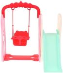 Mllxon Miniature Dollhouse Swing Set,Mini Swing and Slide Toy,Dollhouse Landscape Ornament Mini Playground Accessories(Random Color)