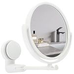 2-in-1 Suction Bathroom Mirror -Wall Mounted and Tabletop -Double Sided with Magnification - Adjustable Angle and Hanging Hook Design.