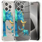 Roemary Elephant Case for iPhone 12 with Luxury Elephants Design,Blue Pattern with Screen Protector [Buffertech 6.6 ft Drop Impact] Soft TPU Protective Case for iPhone 12(Tribal)