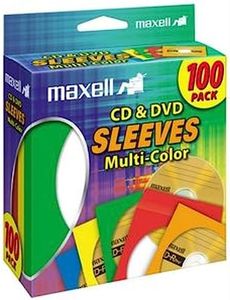 Maxell 190132 Cd & Dvd Sleeves Multi-Color100Pk (Paper)