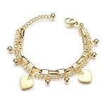 Lureme 18K Gold Stainless Steel Multi Chains Bracelet with Ball and Heart Charms for Women (bl003259)