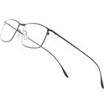 FONEX Metal Square Eyeglasses,Full Rim Lightweight Glasses Frame for Men 8105, Black, Mid