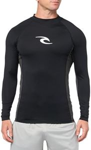 Rip Curl Men's Standard Waves UPF 50 Performance Long Sleeve Rashguard, Black Core