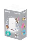 Canon Zoemini 2 Printing Kit Photo Printer + Zinc Photo 20-Piece + ZP-2030 (20 Sheets) + 10 Circle Stickers (for Smartphone, USB C, Bluetooth, Mobile Printing) Pearl White