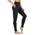 Occffy Leggings Womens High Waist Gym Leggings with Pockets Yoga Pants for Women UK Tummy Control Workout Running Sports Leggings P107 （Black, M）