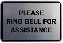 Signs ByLITA Classic Framed Please Ring Bell For Assistance Wall or Door Sign - Durable Material | Powerful Foam Tape (Brushed Silver) - Small (1 Pack)