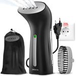 Steamer for Clothes, Hand Held Portable Travel Garment Steamer, Metal Steam Head, 25s Heat Up, Pump System, Mini Size, Handheld Steamer for Any Fabrics, No Water Spitting, 220V Black