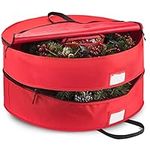 Double Premium Christmas Wreath Storage Bag 30â€, With Compartment Organizers For Christmas Garlands &amp; Durable Handles, Protect Artificial Wreaths - Holiday Xmas Bag Made of Tear Proof 600D Oxford