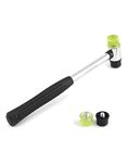 QWORK® Rubber Mallet Hammer, 25 mm Small Nylon Hammer with 2 Replacement Heads with Non-Slip Rubber Grip for Jewelry DIY Craft Tools Leather Craft