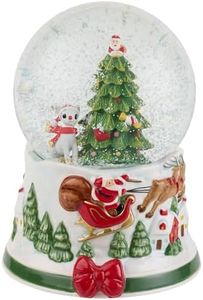 Spode Christmas Tree Ruldolph Winter Wonderland Snow Globe, Plays Soothing Music - Durable Dolomite, Personalized Collectible Great for Christmas, Weddings, Home Décor