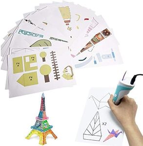 3D Printer Drawing Molds Paper Stencils for 3D Printing Pen,Printing Paper Painting Graffiti Template for 3D Pen Kids DIY Gift Present, 20 Sheets 40 Patterns with a PVC Transparent Board.