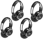 RP Accessories IR-2008B Infrared Wireless Headphones, 2-Channel Folding Universal Rear Entertainment System IR Headphone for Car TV and DVD Player Audio, Set of 4