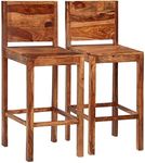 G Fine Furniture Wooden 2 Seater Bar Chairs Set | Long Bar Chair | Sheesham Wood, Honey Finish