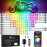 DITRIO 12pcs Underglow LED Strip Light Kit with APP Control, Dual Zone, Brake Turn Signal, 12V Waterproof Pixelglow Effects for Motorcycles, Trikes, Golf Carts, ATVs, UTVs - M12AP