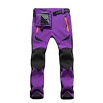 LaoZan Unisex Trekking Hiking Lined Fleece Synthetic Pants with Belt Waterproof Windproof Thicken Warm Outdoor Sports Trousers (Purple(Women), Asia M)