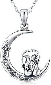 Sterling Silver Sisters Pendant Necklace Always My Sister Forever My Friend, Women Moon Pendant Necklace for Women Girl Sisters on The Moon, Jewelry Gifts for Women Sisters Friends, Silver, Cubic Zirconia