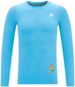 DEVOROPA Youth Boys Compression Thermal Shirts Long Sleeve Undershirt Fleece Baselayer Mock Top Blue M