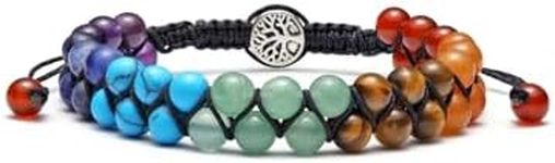 Jovivi Chakra Bead Bracelets for Women Men - 6mm Natural 7 Chakra Healing Crystal Tree Life Stretch Bracelet with Real Stones Anxiety Meditation Yoga Gemstone Jewelry, 6mm, Stone, no gemstone