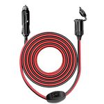 13FT 12V-24V Car Cigarette Lighter Extension Cord Heavy Duty 15A Fuse Extension Cable Plug to Socket for Air Compressor Pump 16AWG Male to Female Socket … (13FT with Switch)