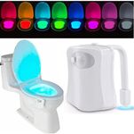 Labstandard Motion Toilet Light Waterproof Toilet Night Light, 8 Colors Changing, Automatic Sensor Night Light Lamp Light Up Toilet Bowl Seat Battery Operated Bathroom Accessory (1PCS)