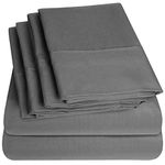 Sweet Home Collection 6-Piece 1500 Thread Count Egyptian Quality Deep Pocket Bed Sheet Set-2 Extra Pillow Cases, King, Gray