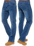 989Zé ENZO Mens Stretch Bootcut Jeans Casual Classic Retro Denim Wide Leg Flared Pants Trousers EZ401 Light Blue 36W / 30L