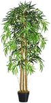HOMCOM 5FT Artificial Bamboo Tree, Fake Plant with 1095 Leaves, Greenery Plant in Nursery Pot for Indoor and Outdoor, Green